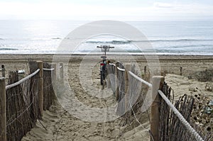 Bike at lonely beach