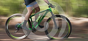 Bike panning shot in the forest