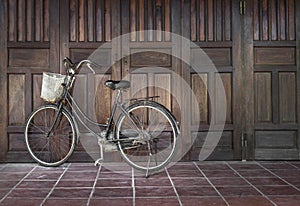 Bike parked near an ancient house in Vietnam