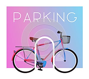 Bike parking. Bicycle sign for web or print. Cartoon vector illustration