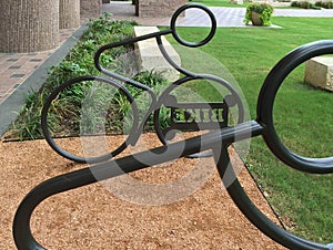 Bike parking rack at city hall of Frisco TX