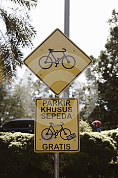 Bike parking street Sign