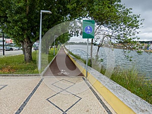 bike path beside the Mondego river portuguese city of Coimbra