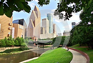 Bike Path by River in Downtown Houston, Texas photo