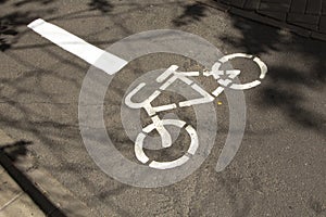 Bike path, a symbol of a Bicycle path on asphalt