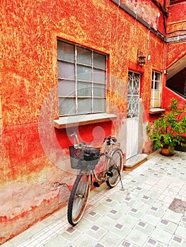 Bike on red photo