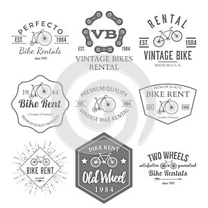 Bike Rent Label and Badges Design. Vector