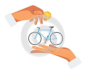 Bike rent, purchase vector illustration