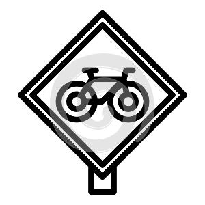 Bike rent road sign icon outline vector. Public app