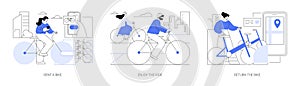 Bike rental app isolated cartoon vector illustrations se