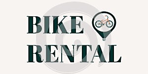 Bike rental banner  logo. Vector illustration with bike and text  on a white background. Suitable for social media  mobile apps