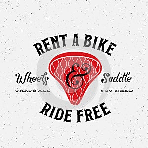 Bike Rental Retro Vector Label or Logo Template