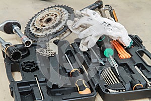 Bike repairing spare parts and tools box