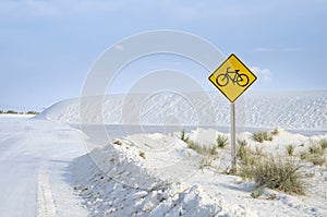 Bike riding sign at the White Sand Dunes National Park