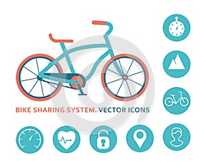 Bike sharing system. Icon for mobile application