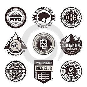 Bike shop, bicycle service, mountain biking logo