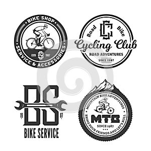 Bike shop, club, bicycle service, mountain and road biking badge