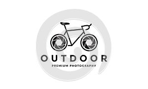 Bike with shutter camera logo vector symbol icon design illustration