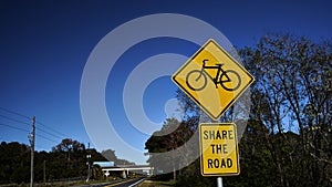Bike Sign along Highway for drivers
