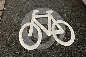 Bike sign for bike lane to rine bike in Copenhagen Denmark