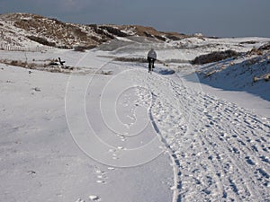 Bike in the snow in Holland