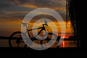 Bike at Sunset - lake Herastrau Bucharest Romania