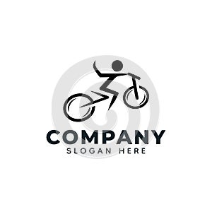 Bike symbol logo design, stylish event season racer. Cyclist, vector.