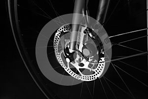 Bike tire, rim, spokes and disc brake hub