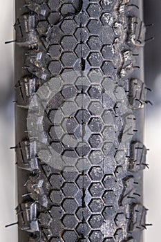 Bike tire tread close-up