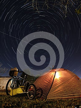 Bike touring and camping under stars