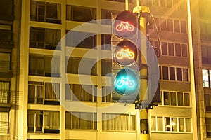 Bike traffic light in the night