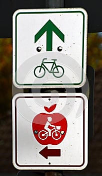 Bike Trail Sign in the Heath Lueneburger Heide, Walsrode, Lower Saxony