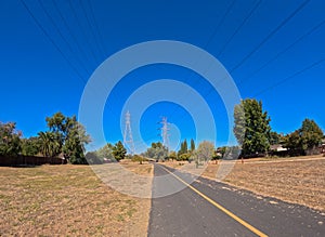 Bike trail underneath high voltage power lines