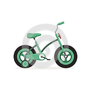 Bike with training wheels, kids bicycle vector Illustration