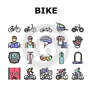 Bike Transport And Accessories Icons Set Vector