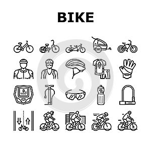 Bike Transport And Accessories Icons Set Vector