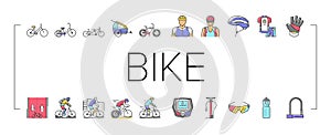 Bike Transport And Accessories Icons Set Vector .