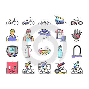 Bike Transport And Accessories Icons Set Vector .