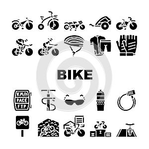 Bike Transport And Accessories Icons Set Vector