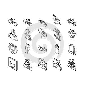 Bike Transport And Accessories isometric icons set vector