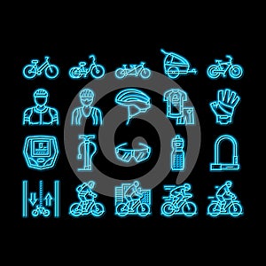 Bike Transport And Accessories neon glow icon illustration