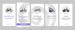 Bike Transport And Accessories Onboarding Icons Set Vector