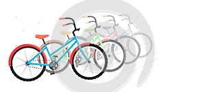 Bike in a vector on a white background. Motion graphics and bicycle parking. White blank area for text.