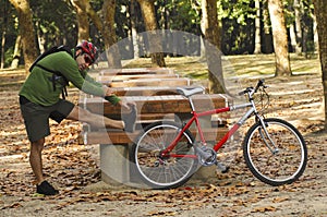 Biker in action