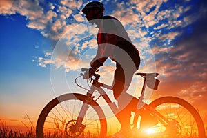 Biker in autumn on a sunny afternoon