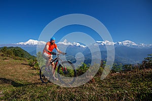 Biker-boy in Himalaya mountains