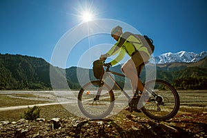 Biker-boy in Himalaya mountains