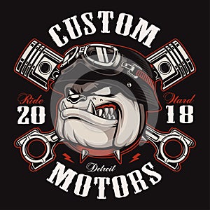 Biker Bulldog biker t-shirt design color version