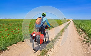 Biker by Camino de Santiago in bicycle photo