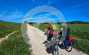 Biker by Camino de Santiago in bicycle photo